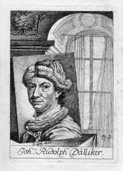 Engraved Self-Portrait by Johann Rudolf Dälliker